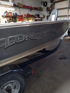 2016 Lund 1600 Alaskan Tiller w/ Mercury 60 4-stroke (646 hours), bunk trailer